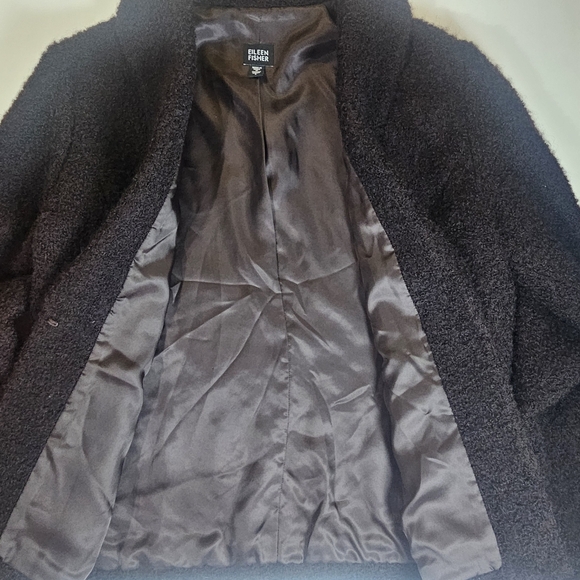 Eileen Fisher Womens Jacket Large Brown Wool Blend Satin Lined Winter Outerwear - Picture 8 of 12